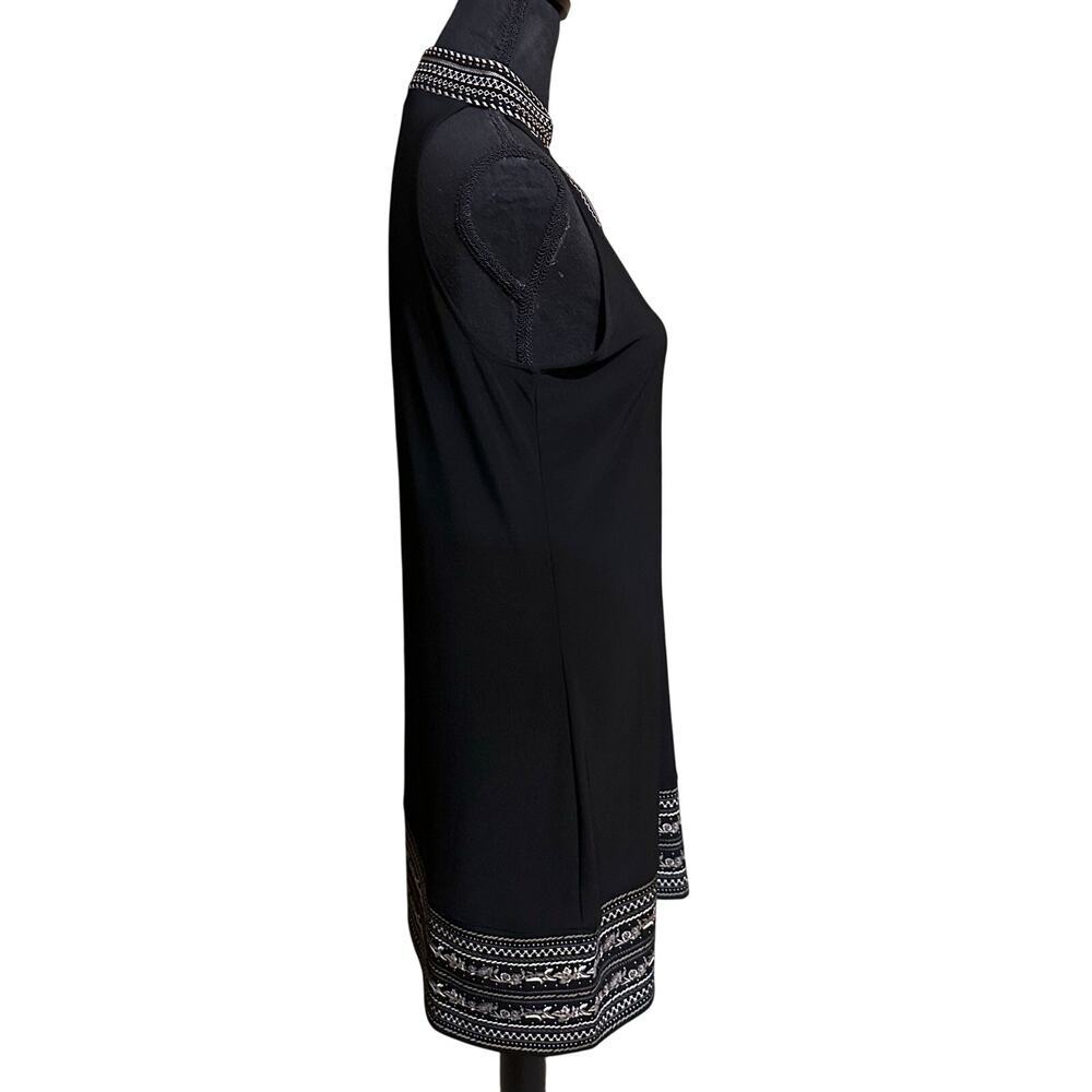 White House Black Market Black Halter Embroidered Neckline Dress Women's Medium - Picture 4 of 8